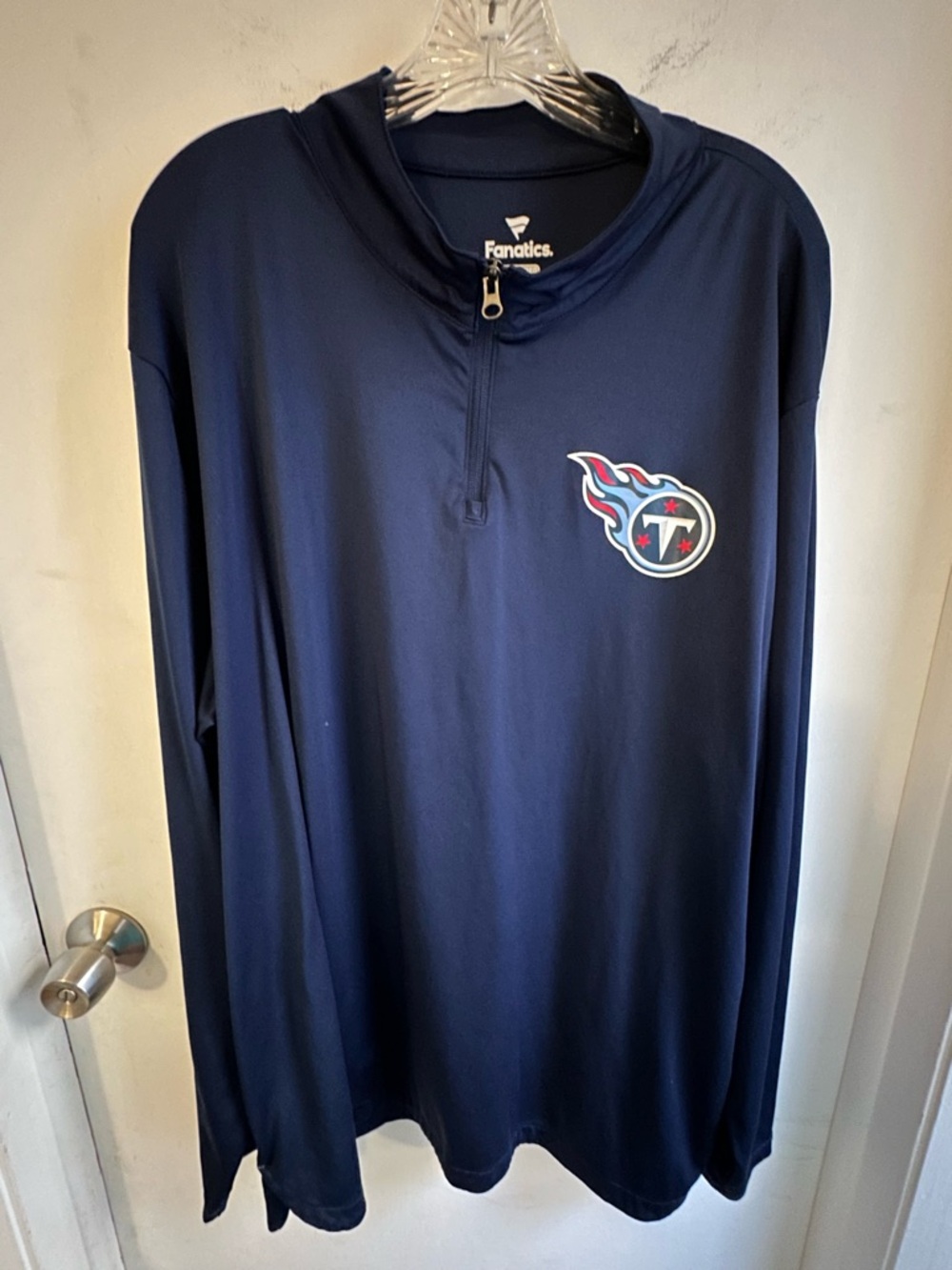 Fanatics Tennessee Titans 1/4 Zip Pullover Shirt Men's 3XL Navy NFL Long Sleeve